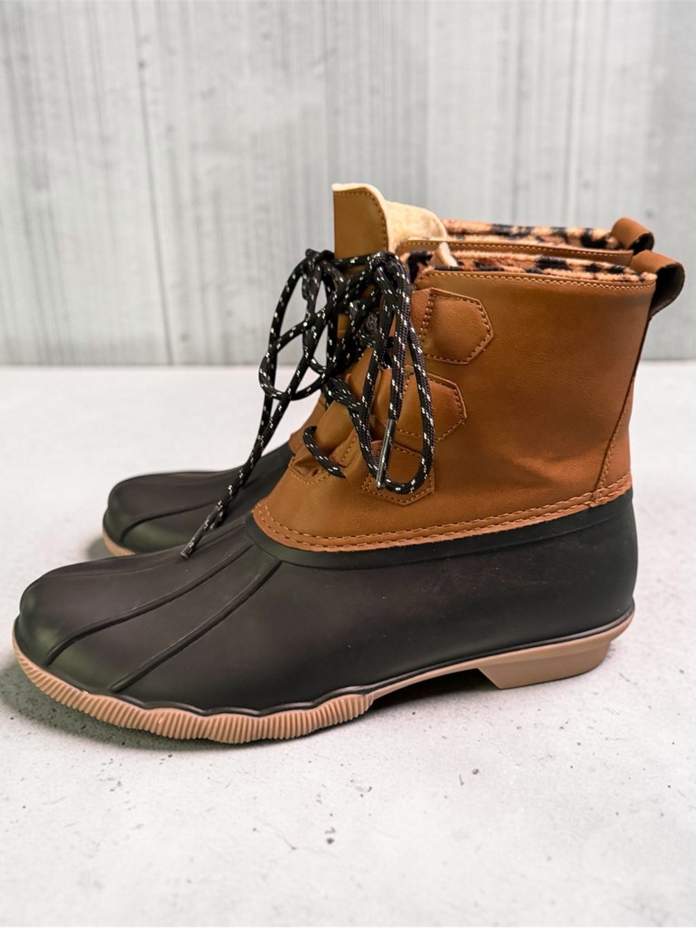 Women’s Two-Tone Waterproof Ankle Duck Boots - Brown/Black
